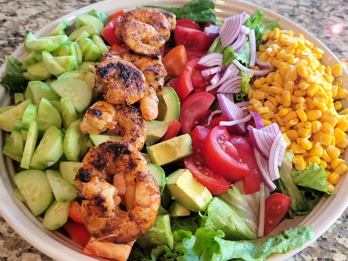 Avocado Corn Salad with Cajun Shrimp