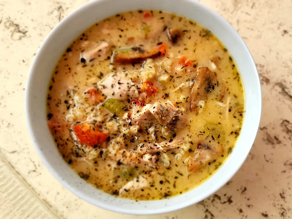 Chicken Mushroom Brown Rice Soup