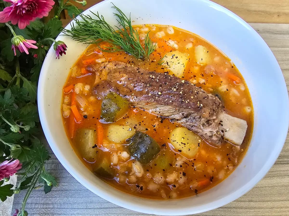 Rassolnik: Russian Comfort in a Bowl (Russian Meat, Barley and Pickle Soup)