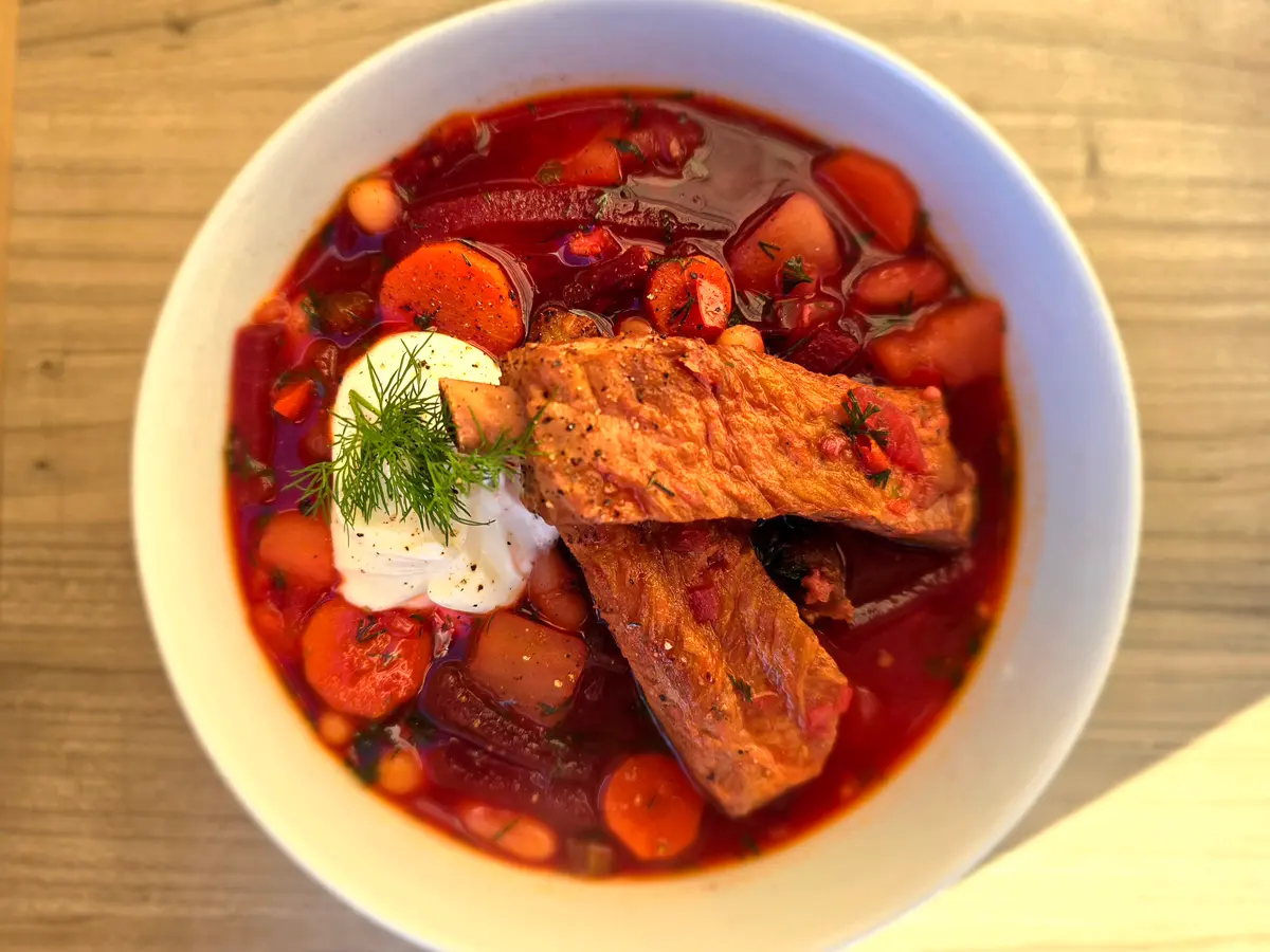 The Best Borscht – Rich and Vibrant Pork Rib Russian Borscht with Roasted Beets