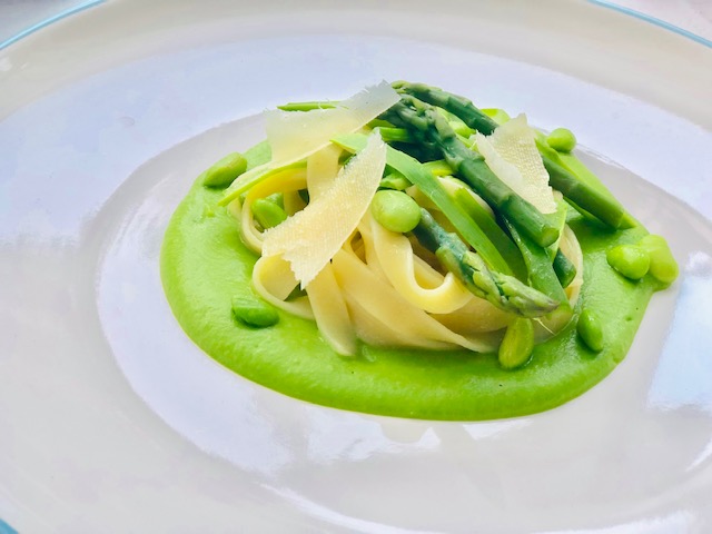 Bright and Fresh Pea Asparagus Pappardelle