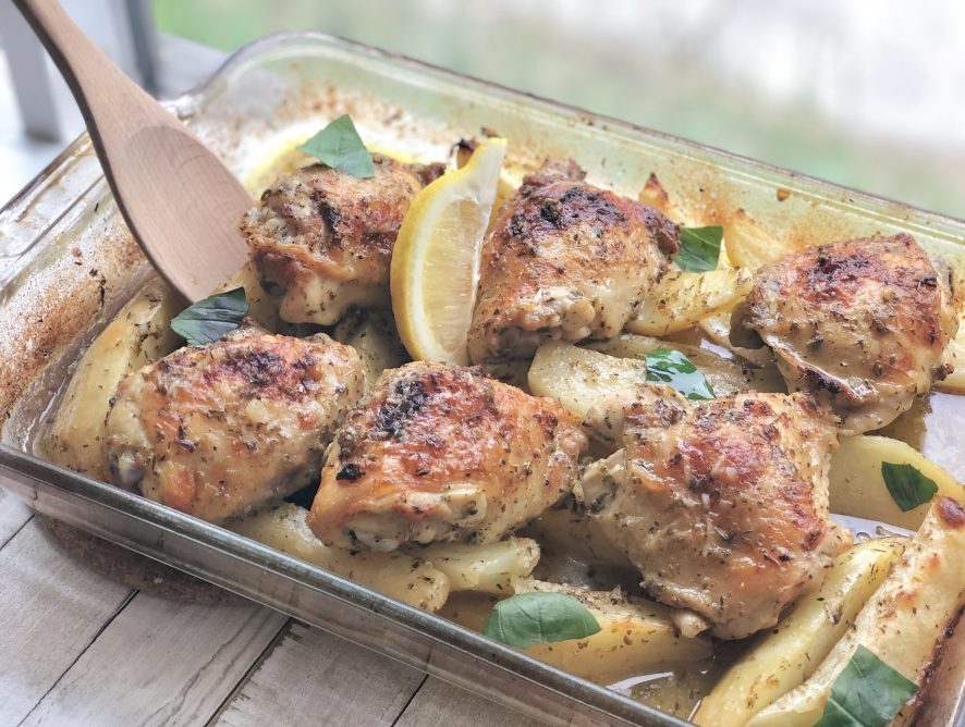 Amazing Greek Lemon Chicken and Potatoes that happen to be an easy one-pan dinner