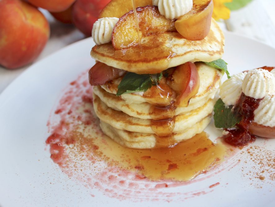 Fluffy Pancakes, with optional Grilled Summer Peaches