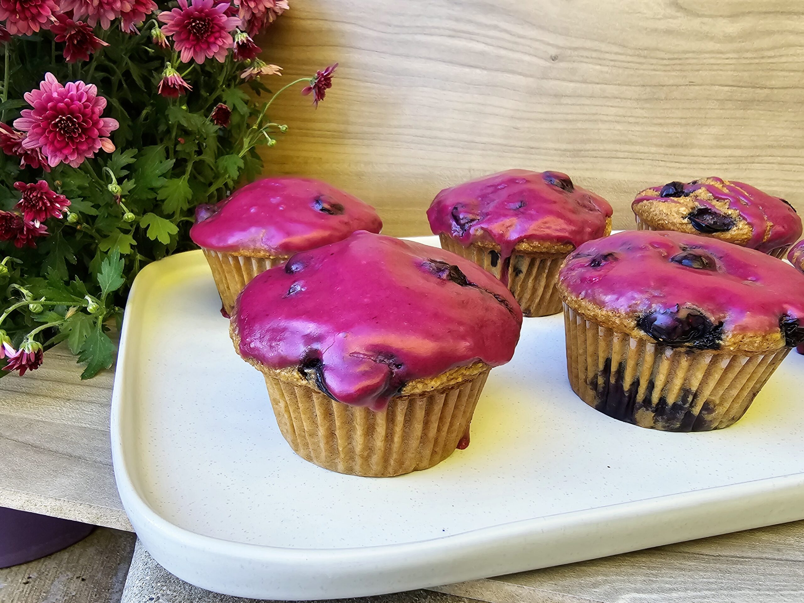 Blueberry Bran Muffins with Brown Butter Blueberry Glaze: A Gorgeous Breakfast Treat! 💜🫐